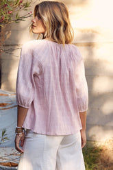 Elegant Textured Tie Neck Blouse for Work and Special Occasions